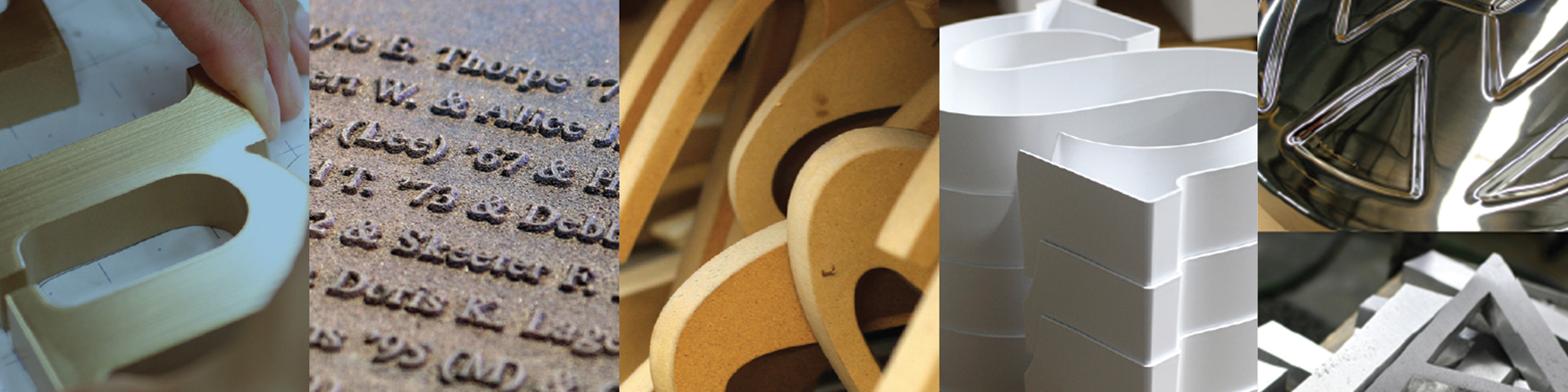 backit halo, cut metal, injection molded, laser cut acrylic, letters, formed plastic, laminated, precision tooled, stainless stell fabricated, plaques