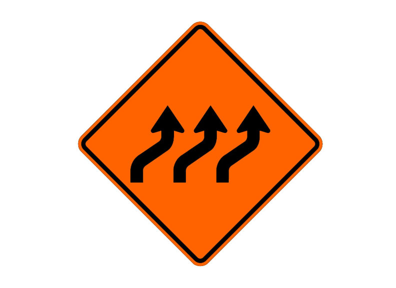 W24-L(mod) Lane Shift (Symbol) Traffic Safety Construction Signs